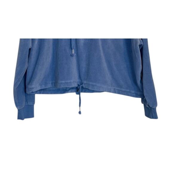 Disney Stitch Hoodie Sweatshirt Women Large Blue Velour Crop 626 Lilo‎ Hawaii - Picture 3 of 7